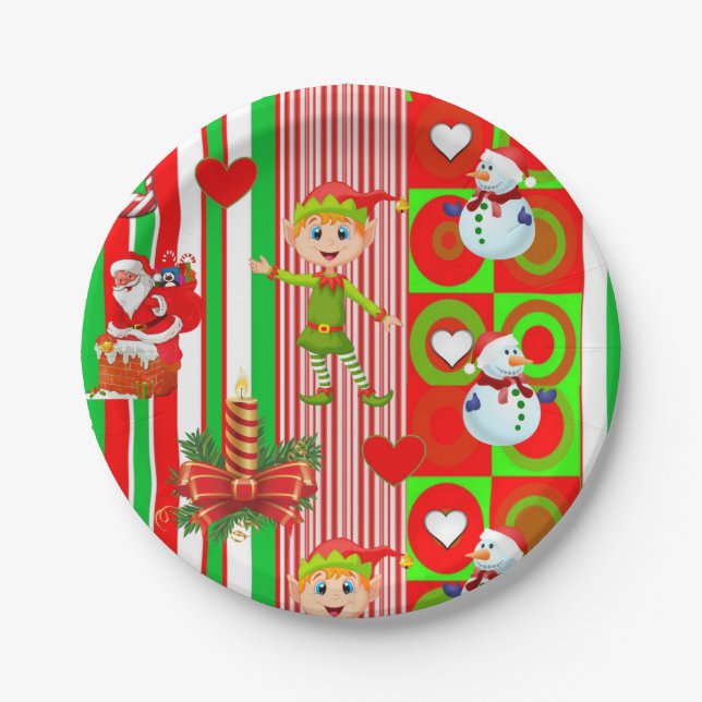 Christmas Paper Plates, Snowman Paper Plate (Front)