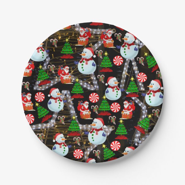 Christmas Paper Plates, Snowman Paper Plate (Front)