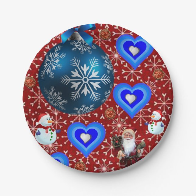 Christmas Paper Plates, Snowman Paper Plate (Front)