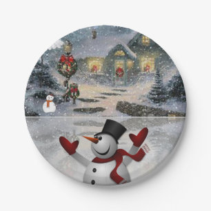 Christmas Paper Plates, Snowman Plate