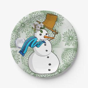 Christmas Paper Plates, Snowman Plate