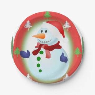 Christmas Paper Plates, Snowman Plate