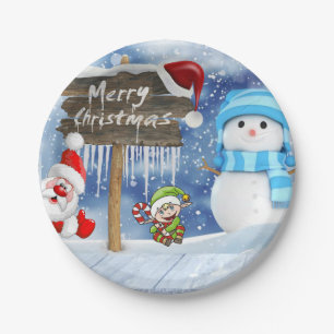 Christmas Paper Plates, Snowman Plate