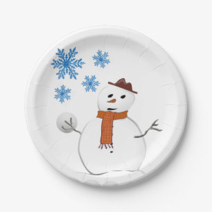 Christmas Paper Plates, Snowman Plate