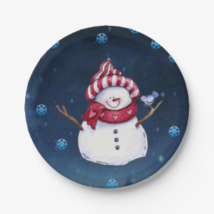 Christmas Paper Plates, Snowman Plate