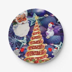 Christmas Paper Plates, Snowman Plate
