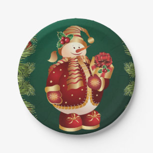 Christmas Paper Plates, Snowman Plate