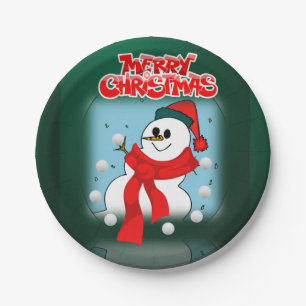 Christmas Paper Plates, Snowman Plate