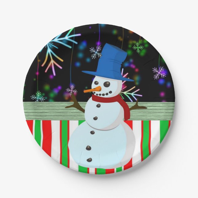 Christmas Paper Plates, Snowman Plate (Front)