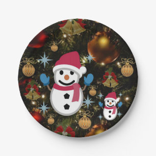 Christmas Paper Plates, Snowman Plate