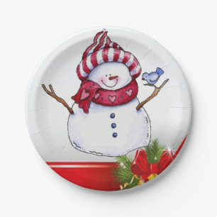Christmas Paper Plates, Snowman Plate