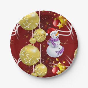 Christmas Paper Plates, Snowman Plate