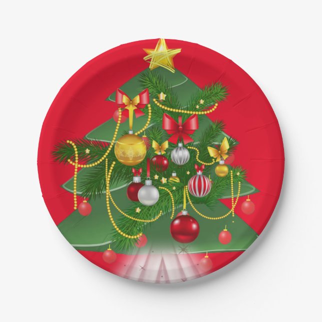 Christmas Paper Plates, Tree Paper Plate (Front)