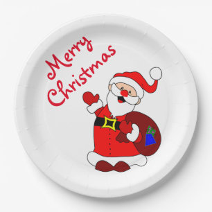 Christmas Paper Plates/Waving Santa Plate