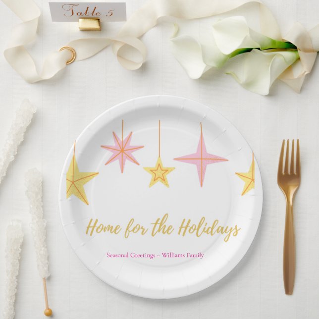 Christmas Paper Plates with Holiday Motifs (Wedding)