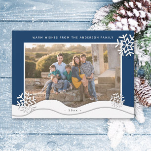 Christmas Papercut Snowflakes Family Photo Winter Holiday Card