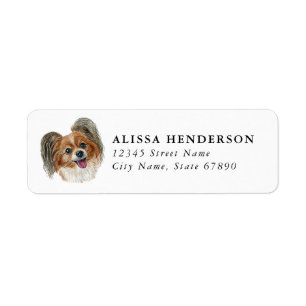 Christmas Papillon Dog Return Address Label