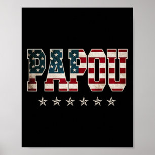 Christmas Papou Father's Day American Flag 4th Of  Poster