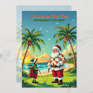 Christmas Par-Tee Funny Tropical Golf Santa Party Invitation