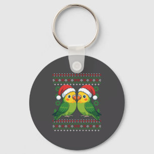 Christmas Parakeet Ugly Xmas Sweater Parakeets Lon Key Ring