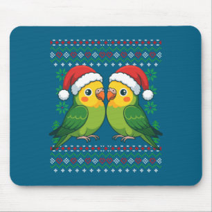 Christmas Parakeet Ugly Xmas Sweater Parakeets Lon Mouse Pad