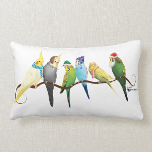 Christmas Parakeets & Cockatiels Lumbar Cushion