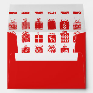 Christmas Parcels Red And White With Address Envelope