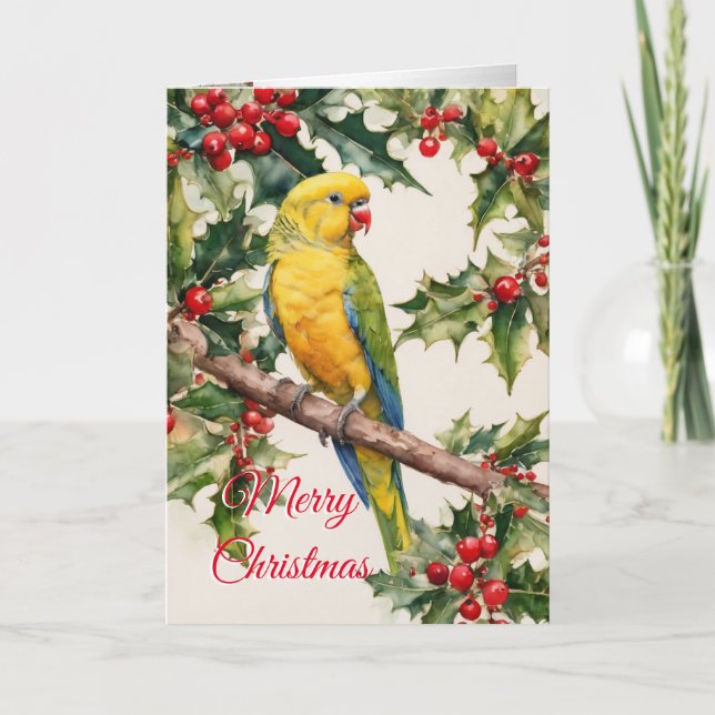 Christmas parrakeet holiday card  (Front)