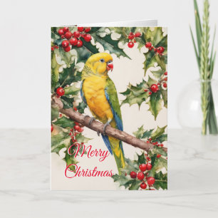 Christmas parrakeet holiday card