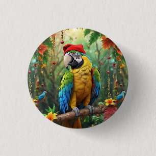 Christmas Parrot As Santa Claus-76349 3 Cm Round Badge