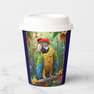 Christmas Parrot As Santa Claus-76349 Paper Cups