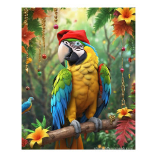 Christmas Parrot As Santa Claus-76349 Photo Print