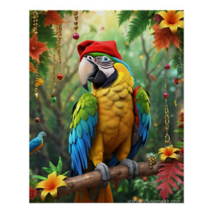 Christmas Parrot As Santa Claus-76349 Poster