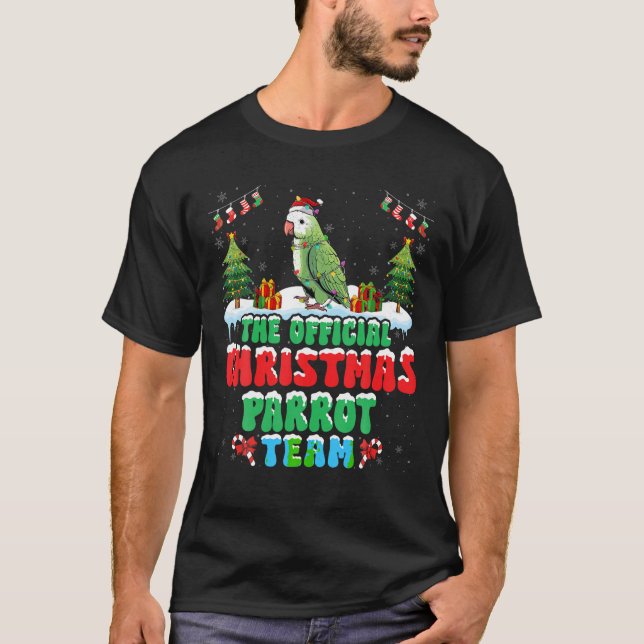 Christmas Parrot Team Parrot Wearing Santa Hat Xma T-Shirt (Front)