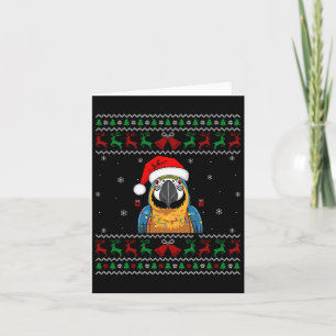 Christmas Parrot Ugly Sweater Santa Hat Lights Bir Card