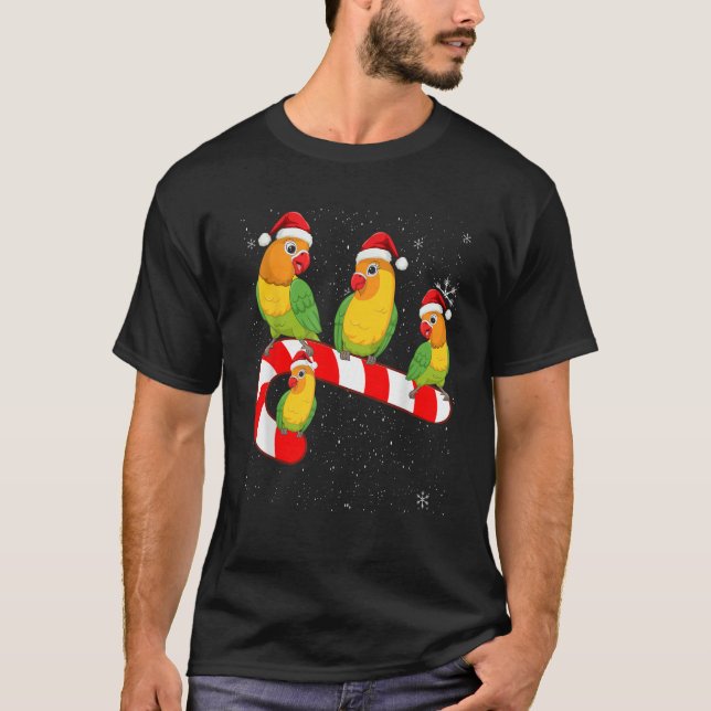 Christmas Parrots Birds Candy Cane Cute Xmas Men W T-Shirt (Front)