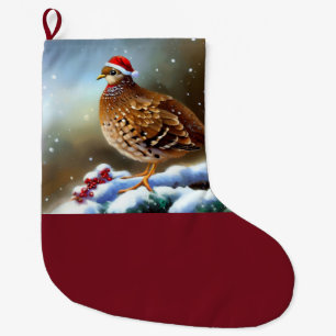 Christmas Partridge 2 Large Christmas Stocking