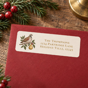 Christmas Partridge in a Pear Tree Elegant Return Address Label