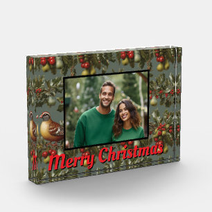 Christmas partridge in pear tree photo template block
