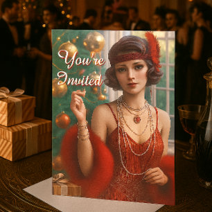Christmas Party 1920's Flapper Holiday  Invitation