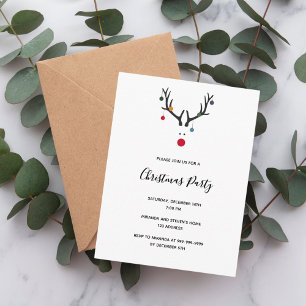 Christmas party 2022 modern reindeer invitation postcard
