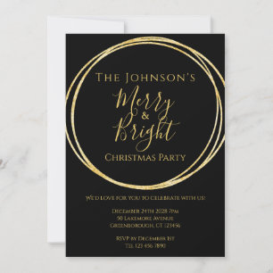 Christmas Party Black Gold Invitation