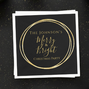 Christmas Party Black Gold Napkin
