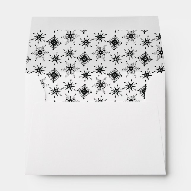 Christmas Party Black Snowflakes  Pattern    Envelope (Back (Bottom))
