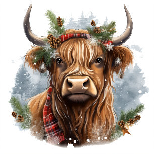 Christmas Party Blue Highland Cow Invitation