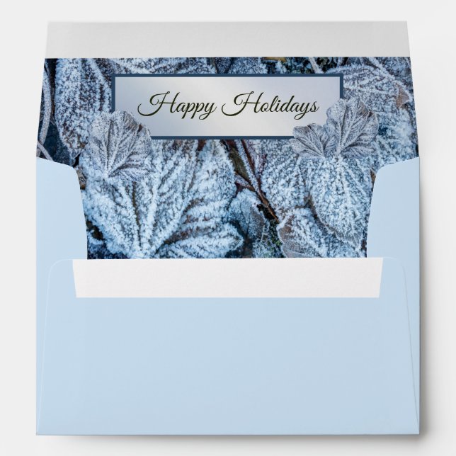 Christmas Party Blue Leaves Snow Winter Holidays Envelope (Back (Bottom))