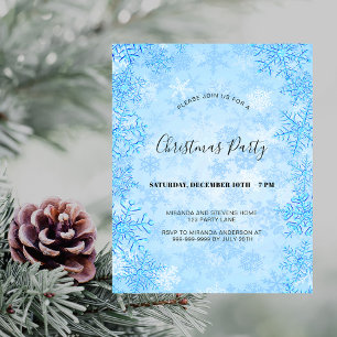 Christmas party blue snowflakes party invitation flyer