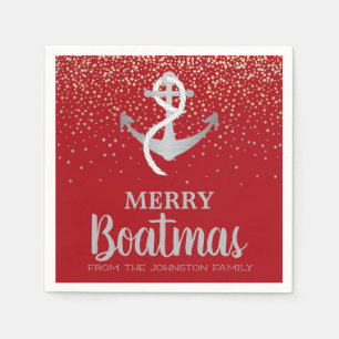 Christmas Party Boat Nautical Anchor Boatmas Napkin