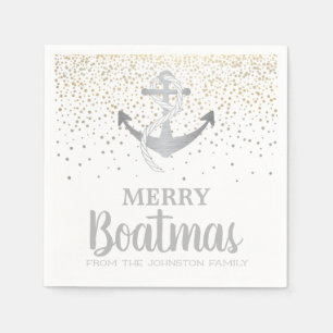 Christmas Party Boat Nautical Anchor Boatmas Napkin