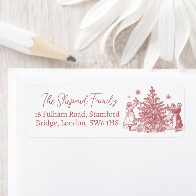 Christmas Party Chinoiserie Return Address Label (Insitu)